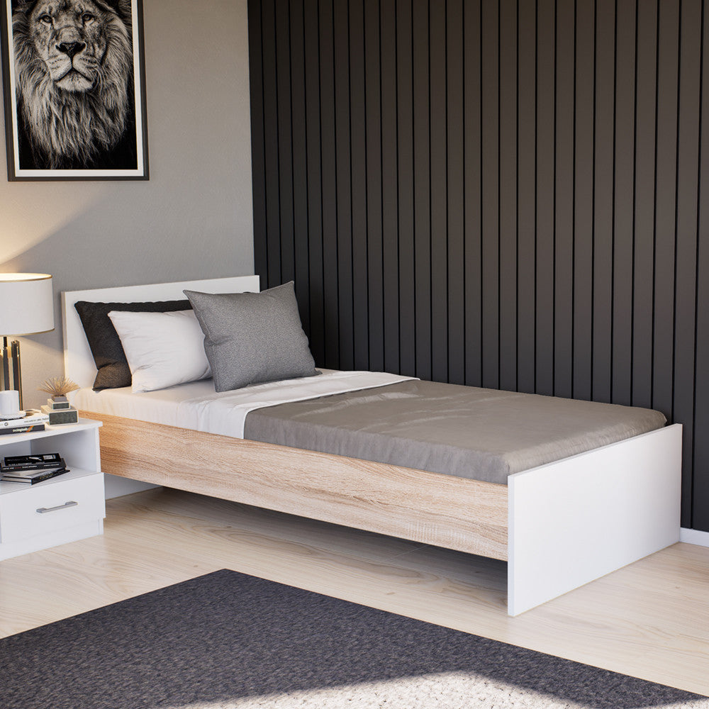Pat single Miami 90x200 cm alb-stejar sonoma Imagine secundară a produsului