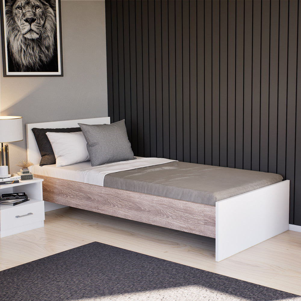 Pat single Miami 90x200 cm alb-stejar York Imagine secundară a produsului