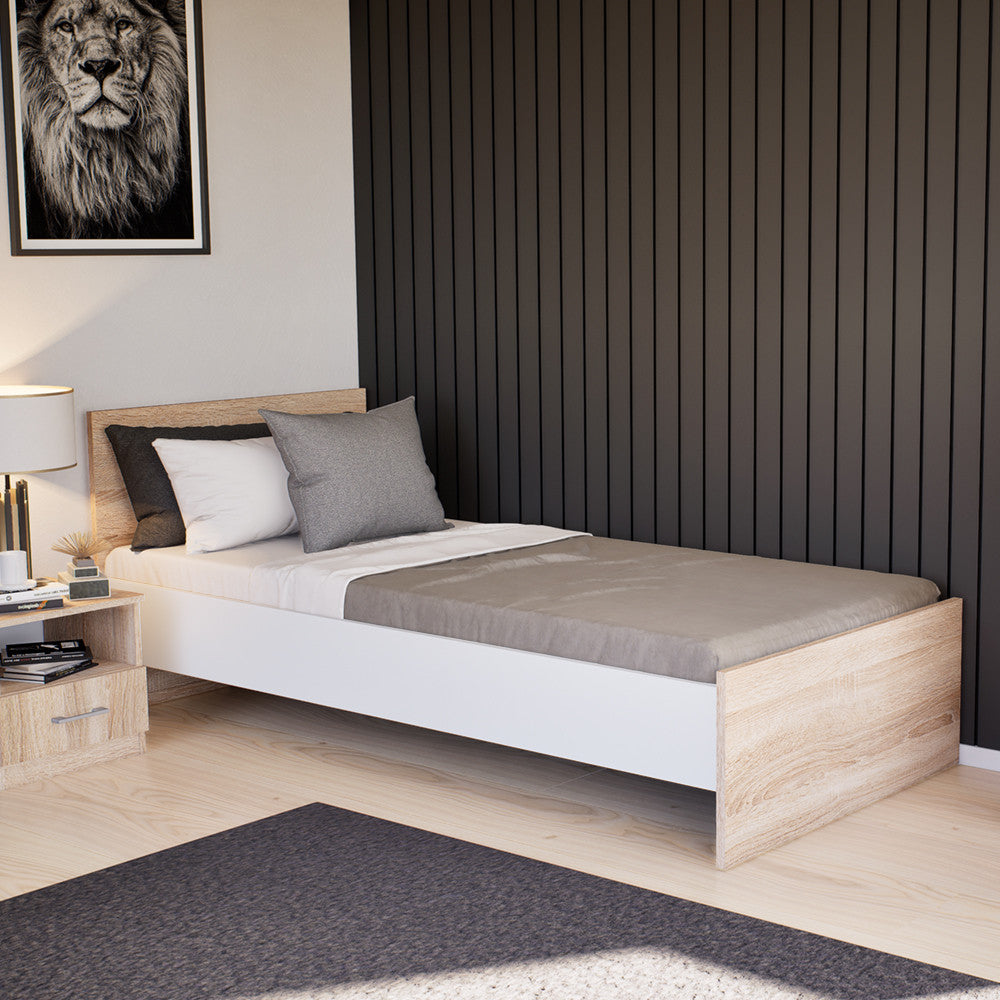 Pat single Miami 90x200 cm stejar sonoma-alb Imagine secundară a produsului
