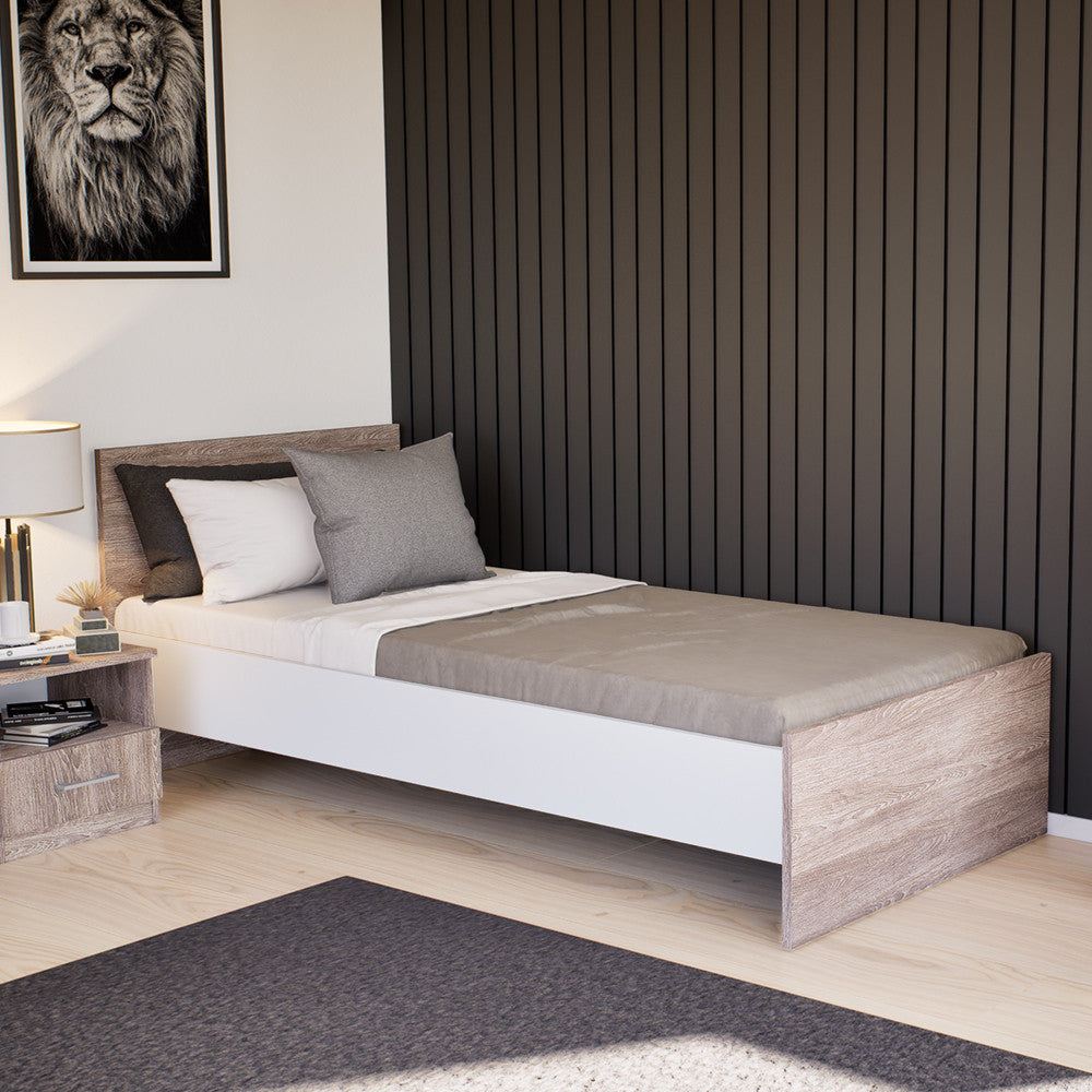 Pat single Miami 90x200 cm stejar York-alb Imagine secundară a produsului