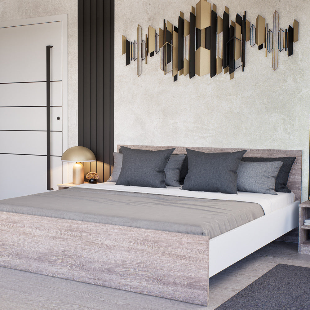 Pat dublu Miami fără cadru de pat 180x200 cm stejar York-alb Imagine secundară a produsului