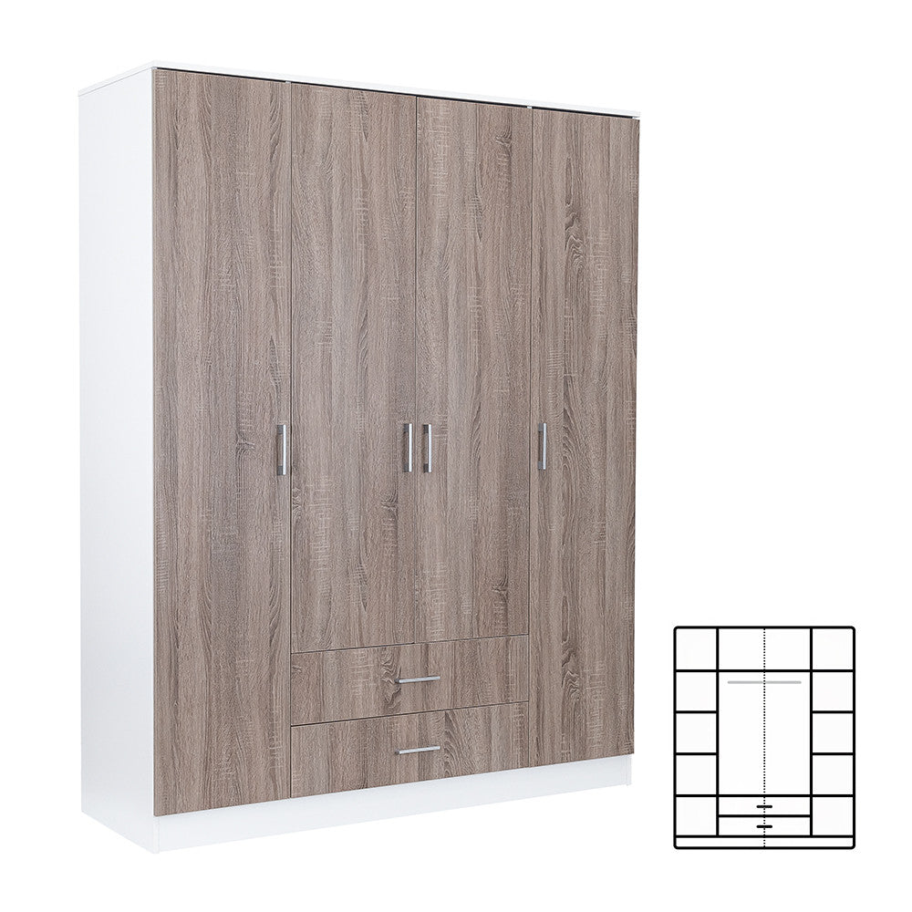 Miami gardróbszekrény 160x205 cm yorki tölgy-fehér Fő kép