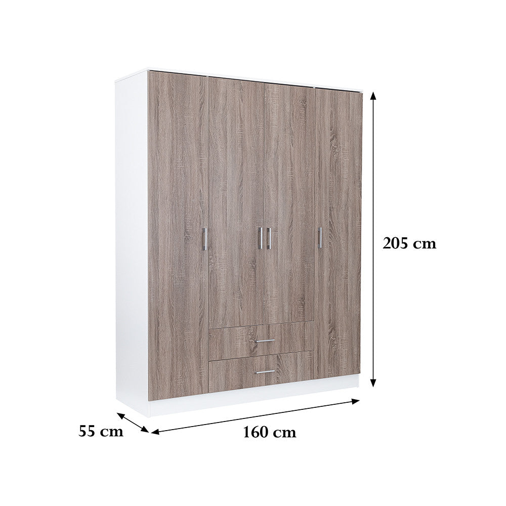 Miami gardróbszekrény 160x205 cm yorki tölgy-fehér Másodlagos kép