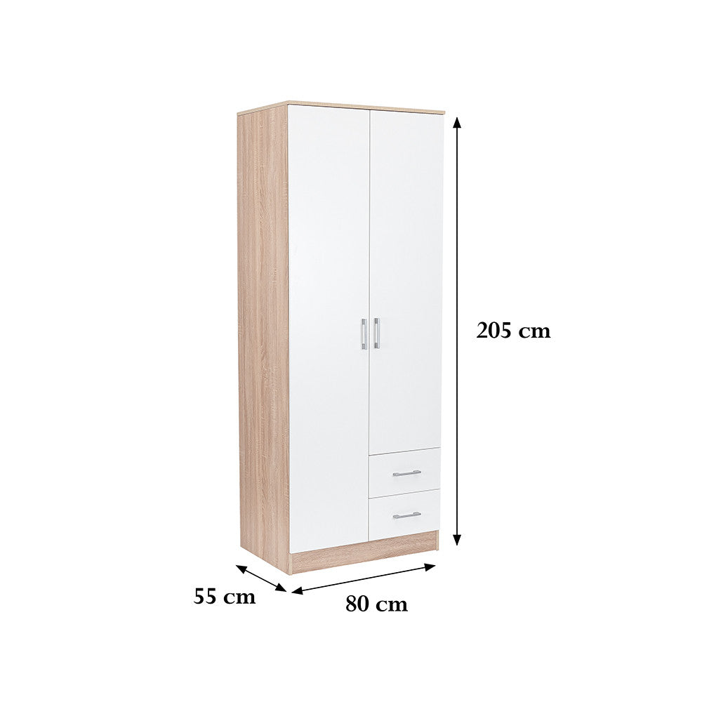 Miami gardróbszekrény 80x205 cm fehér-sonoma tölgy Másodlagos kép