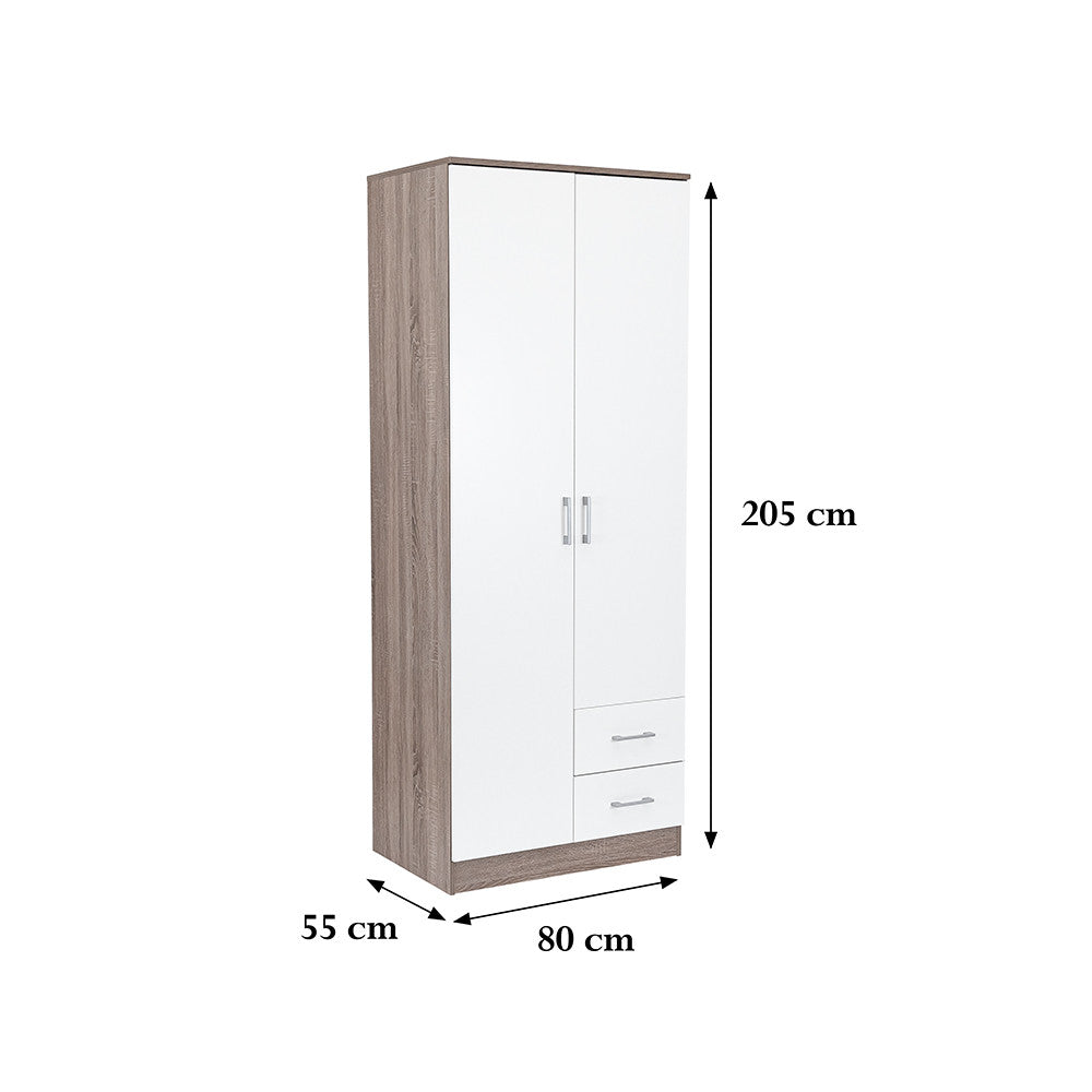 Miami gardróbszekrény 80x205 cm fehér-yorki tölgy Másodlagos kép