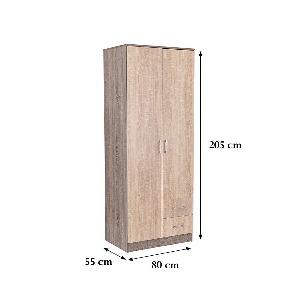 Miami gardróbszekrény 80x205 cm sonoma tölgy-yorki tölgy Másodlagos kép
