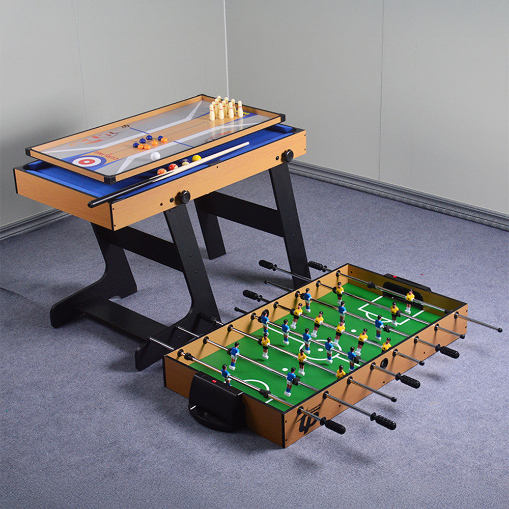 Masă de joc 4 în 1 pentru foosball, ping-pong, biliard și curling bowling Imagine secundară a produsului