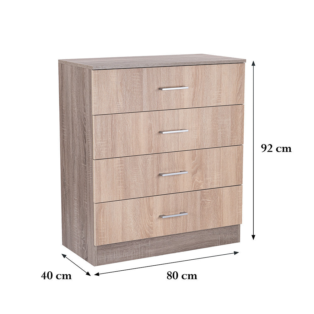 Comodă Miami cu 4 sertare 80x92 cm stejar Sonoma-stejar York Imagine secundară a produsului