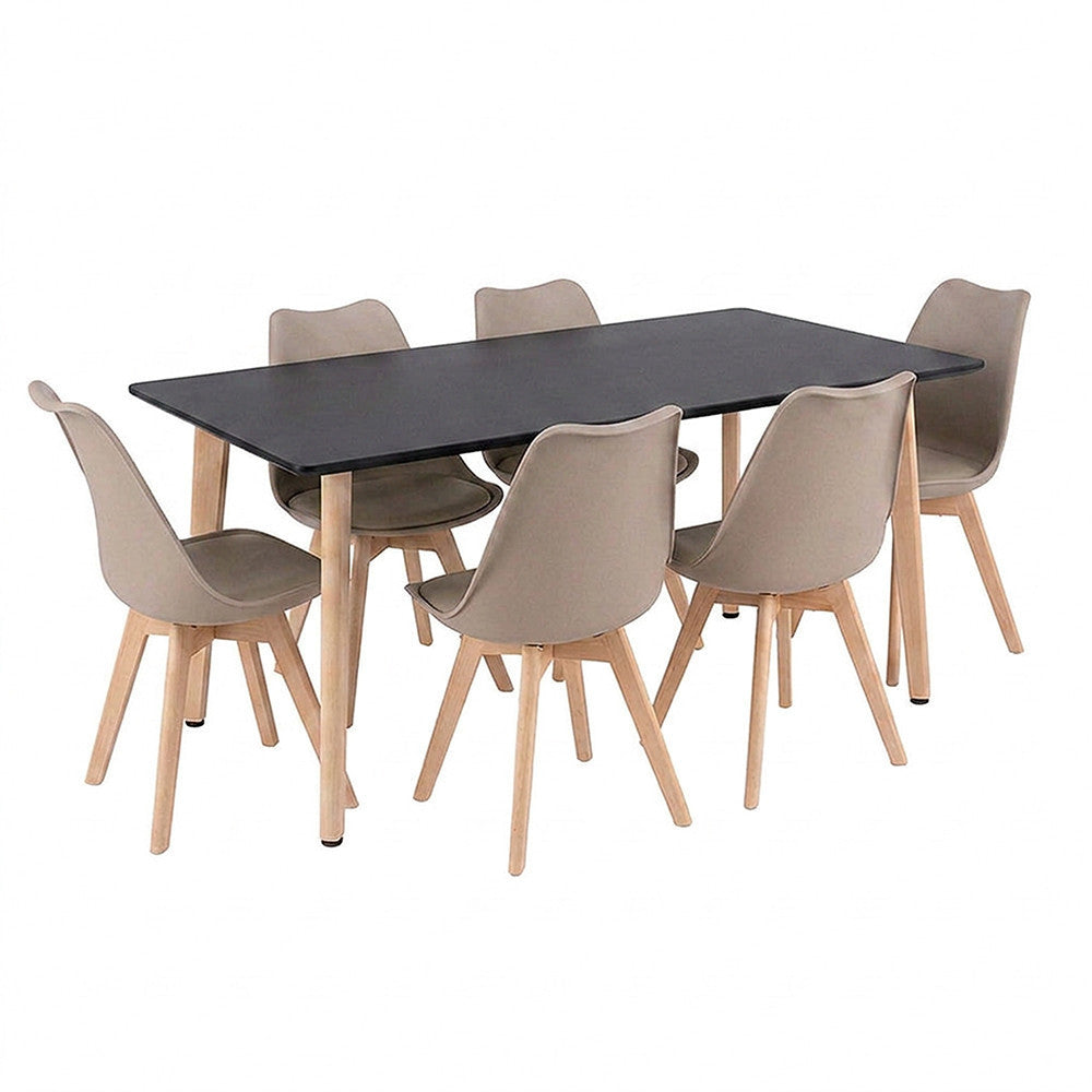 Silla 150 6+1 étkező garnitúra fekete-bézs