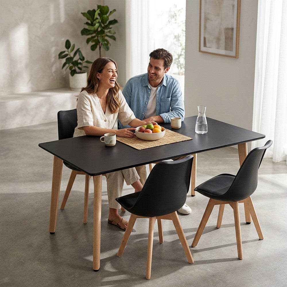 Silla 150 cm szögletes étkezőasztal fekete Másodlagos kép
