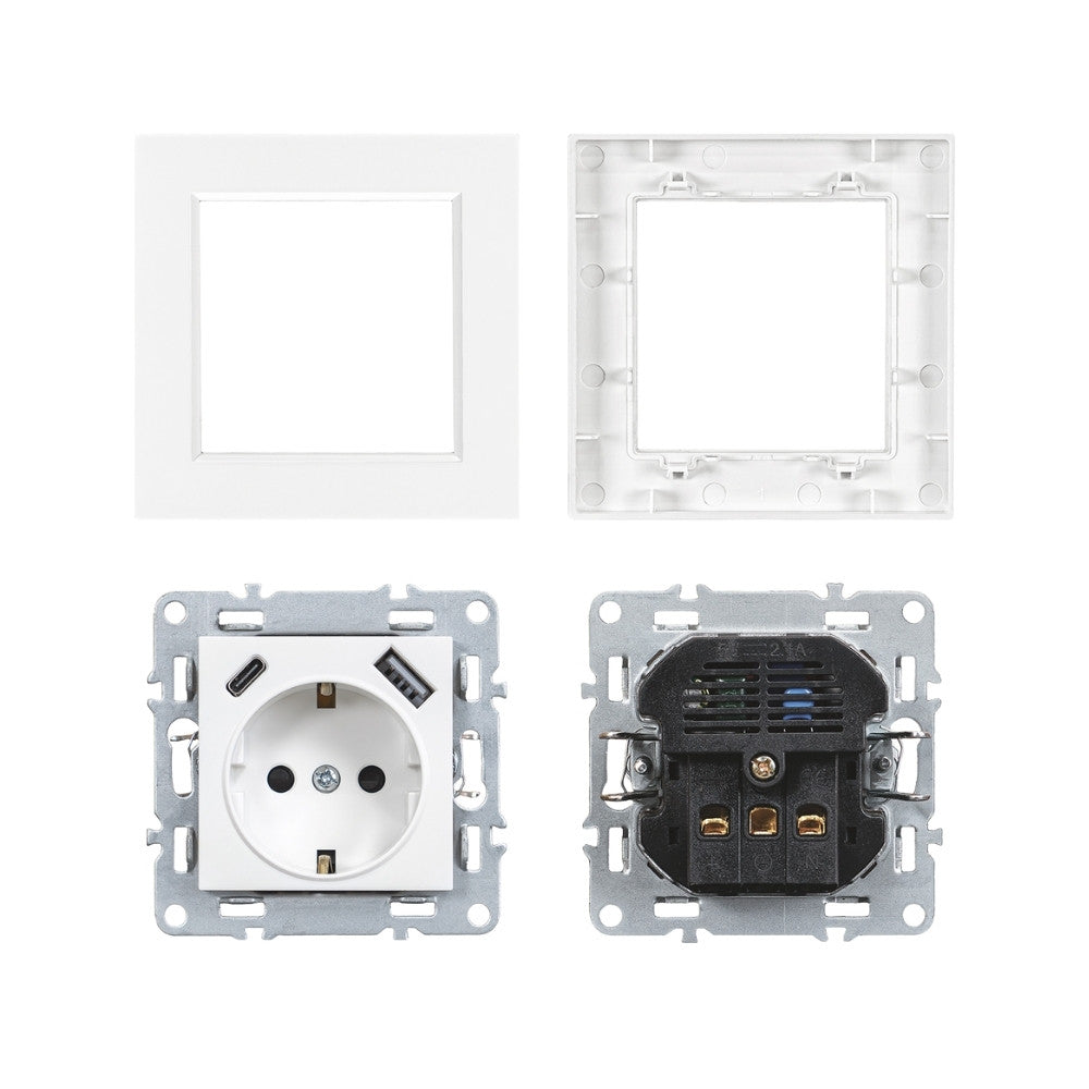 Nova csatlakozóaljzat USB csatlakozóval fehér kerettel