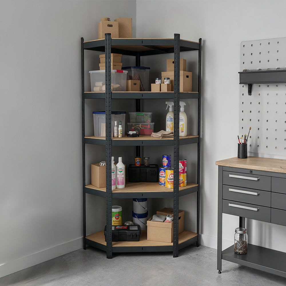 Nagy teherbírású sarokpolc 180x70x40-40 cm 175 kg fekete Másodlagos kép