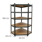 Nagy teherbírású sarokpolc 180x70x40-40 cm 175 kg fekete