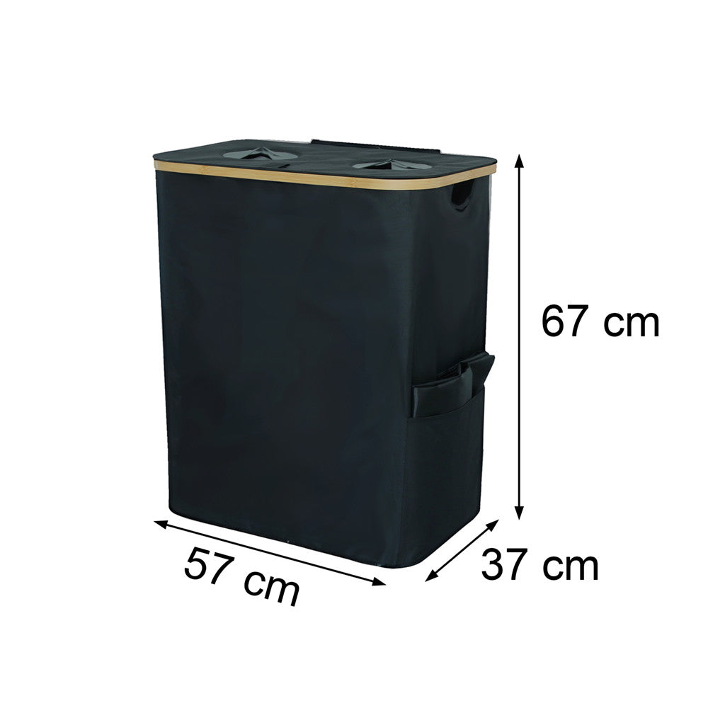 Colector selectiv de sticle cu două compartimente 140l negru Imagine secundară a produsului