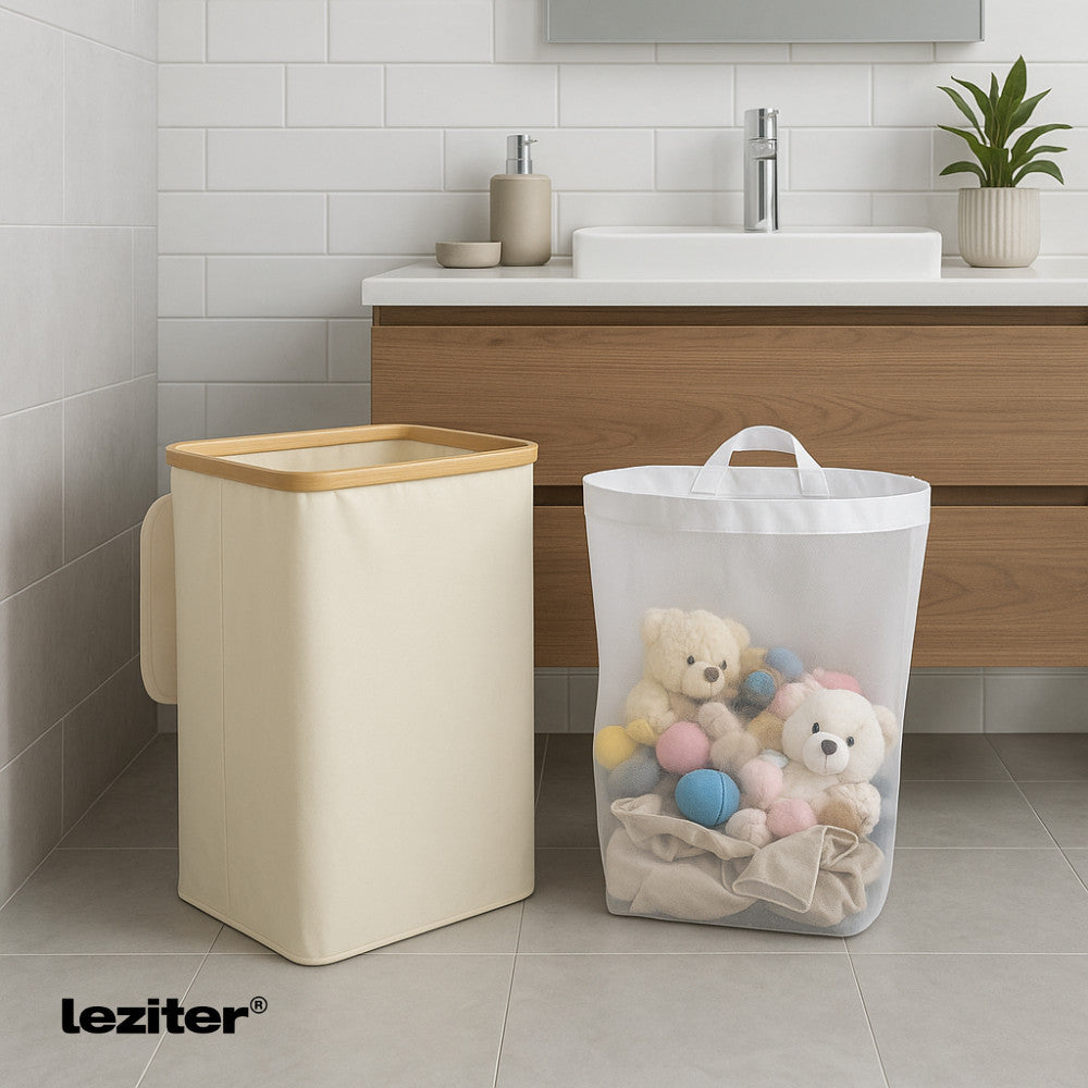Szennyeskosár 100L bézs 44x33x67 cm Másodlagos kép