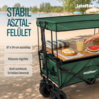 Összecsukható prémium kerti strandkocsi asztallal szürke