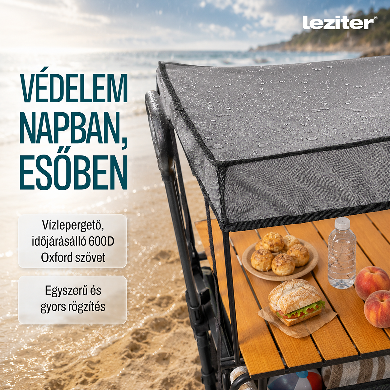 Strandkocsi prémium tető szürke