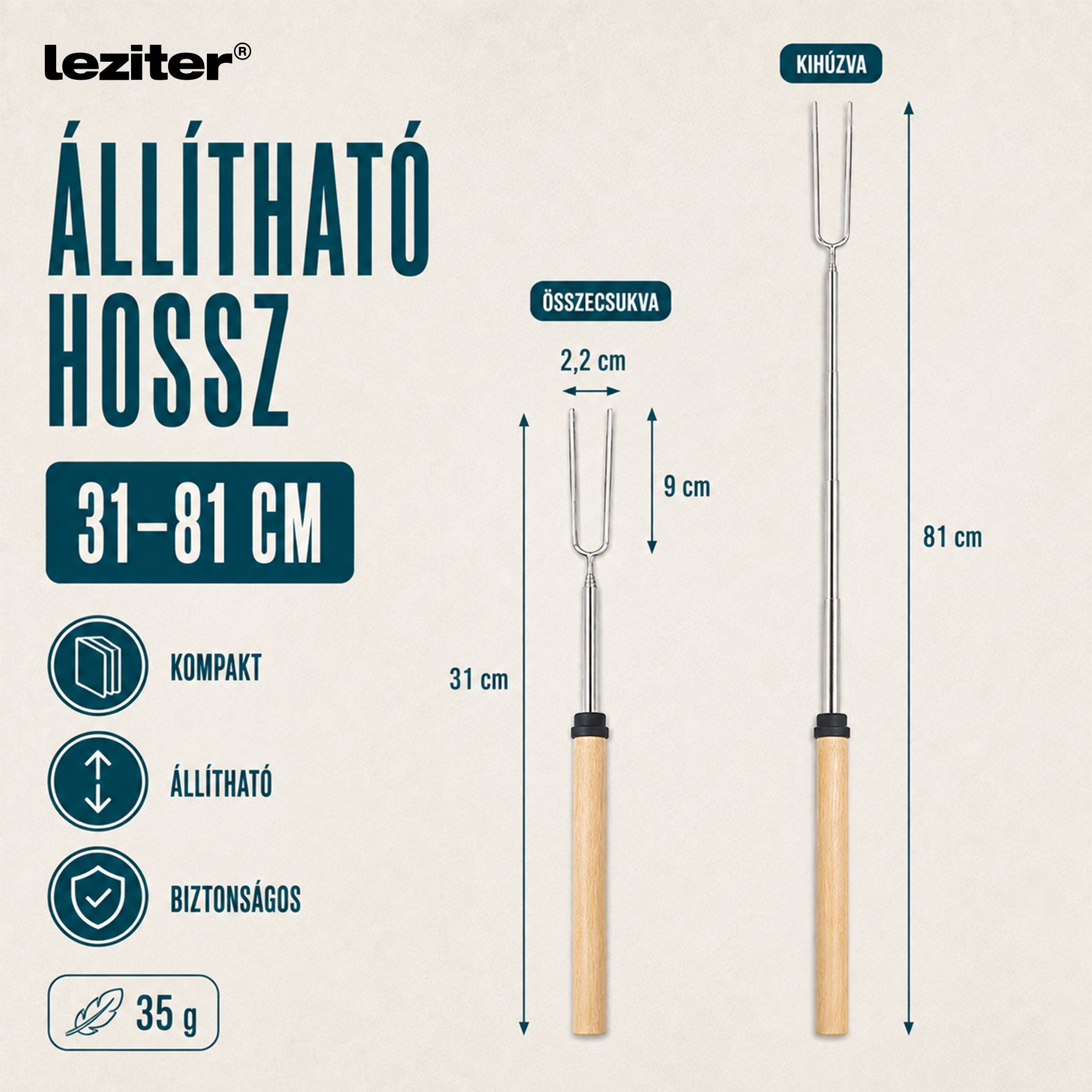 Leziter teleszkópos nyárs 31-81 cm