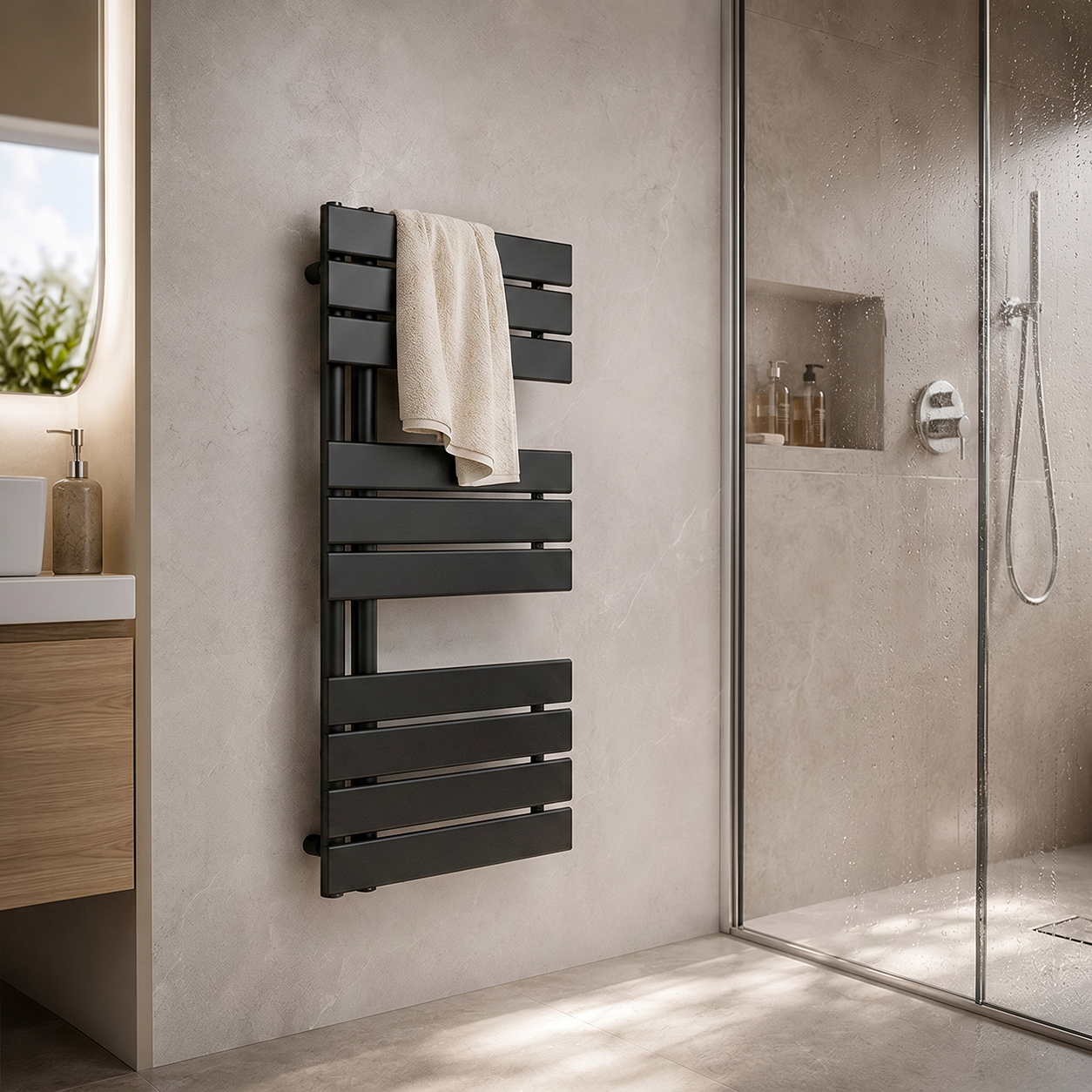Solaro Design uscător de prosoape radiator 1000x500 mm negru Imagine secundară a produsului
