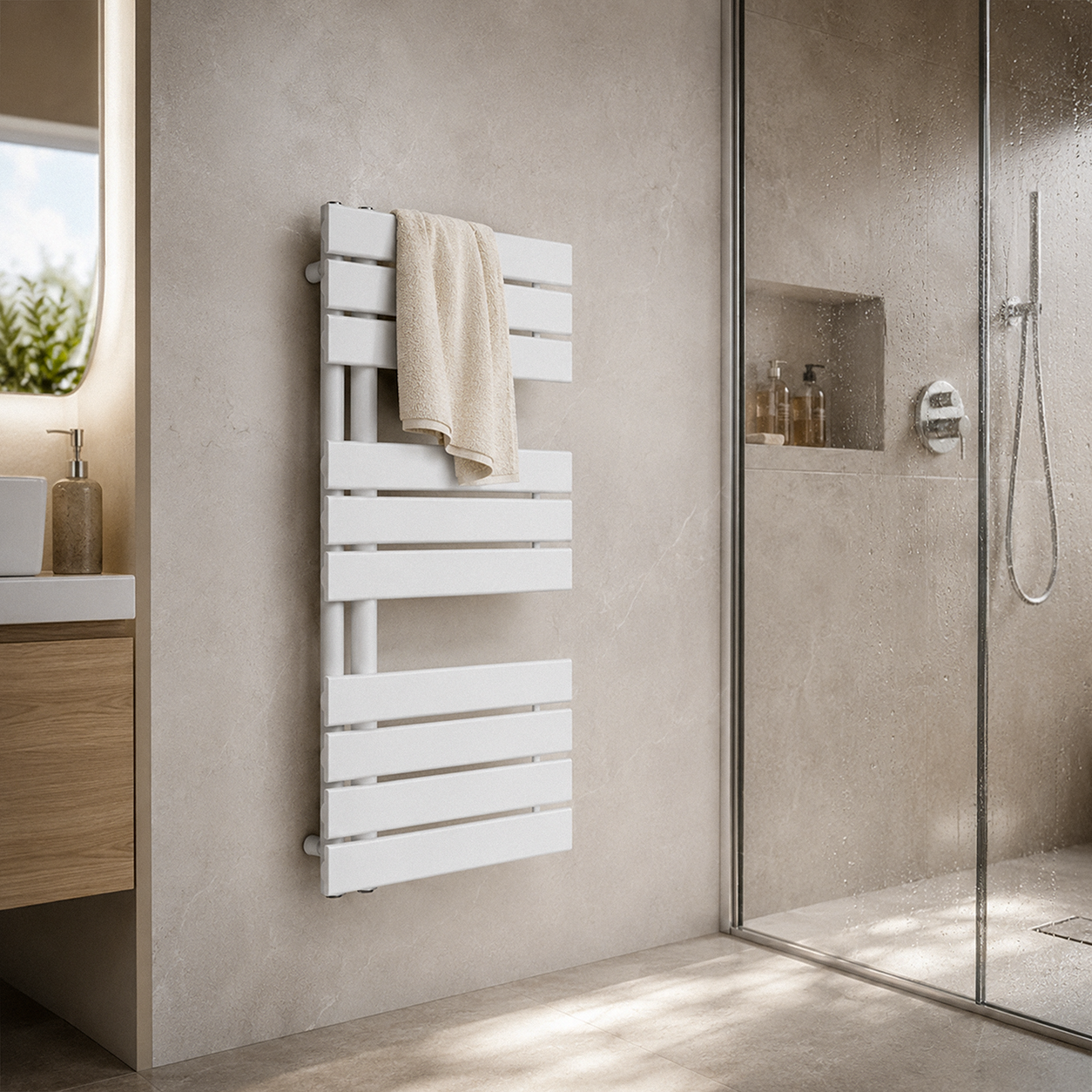 Solaro Design uscător de prosoape radiator 1000x500 mm alb Imagine secundară a produsului