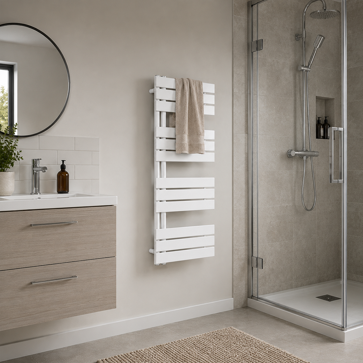 Solaro Design uscător de prosoape radiator 1200x500 mm alb Imagine secundară a produsului