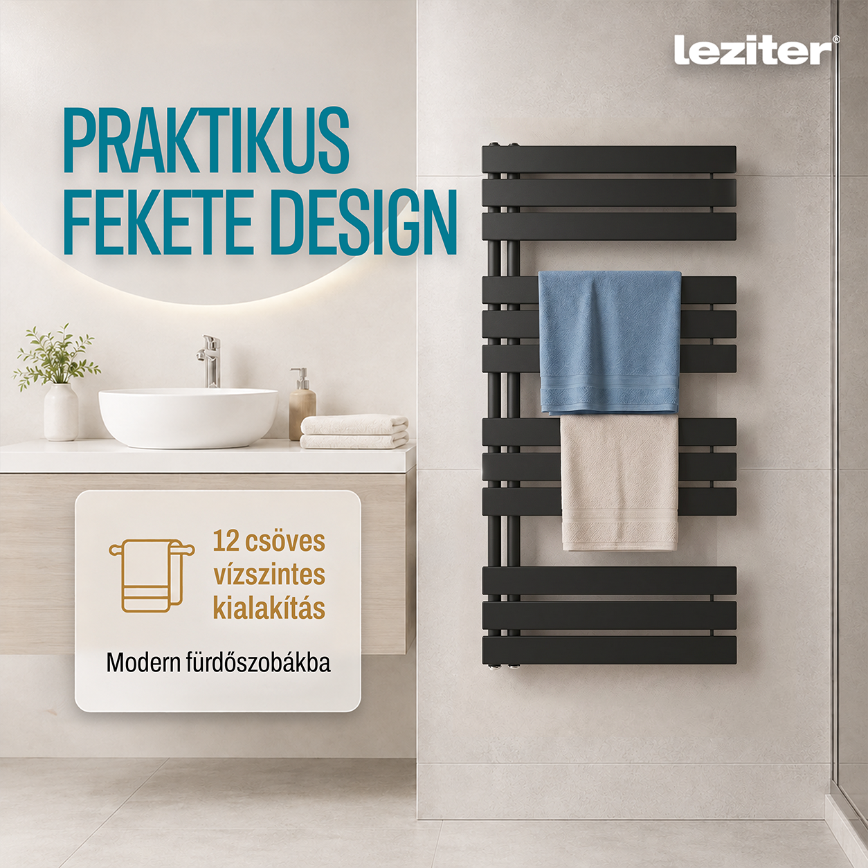 Solaro Design uscător de prosoape radiator 1200x600 mm negru