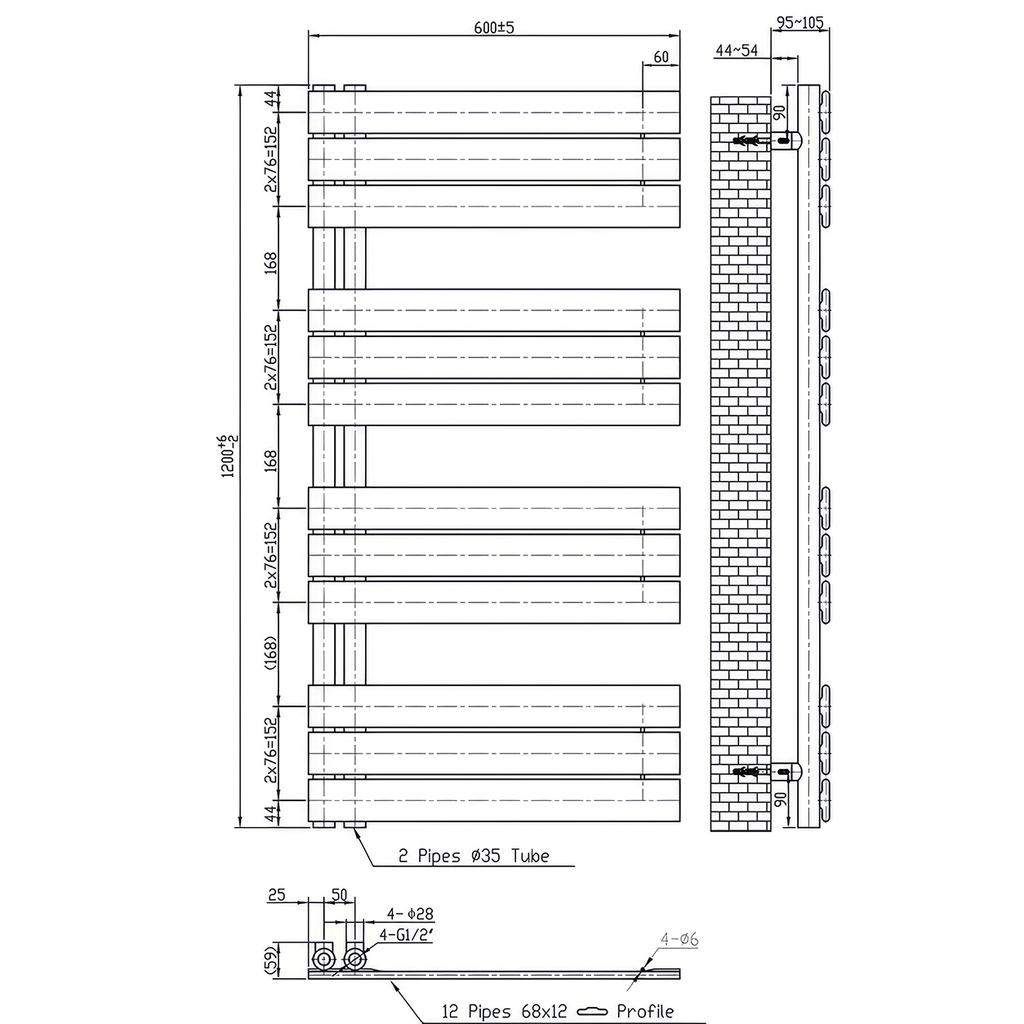 Solaro Design uscător de prosoape radiator 1200x600 mm alb