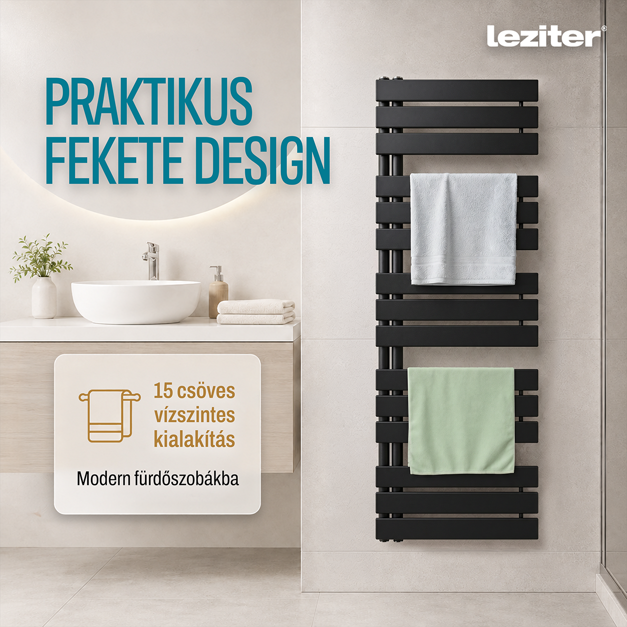 Solaro Design uscător de prosoape radiator 1400x500 mm negru