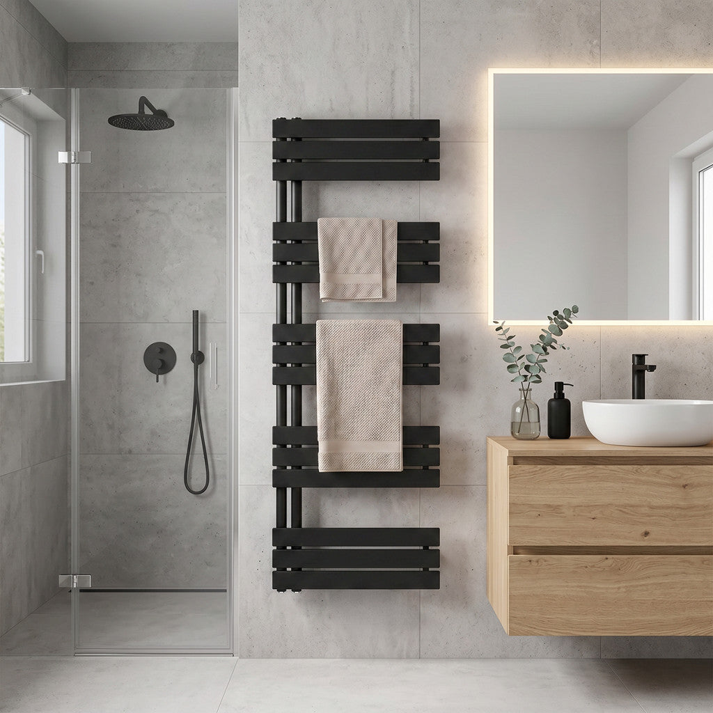Solaro Design ručnik-radijator, 1600x600 mm, crni Druga slika proizvoda
