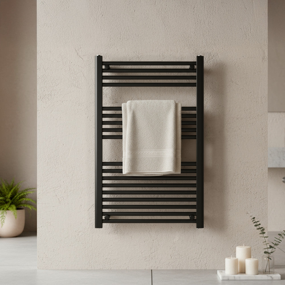 Egyenes törölközőszárító radiátor 1000x600 mm fekete Másodlagos kép