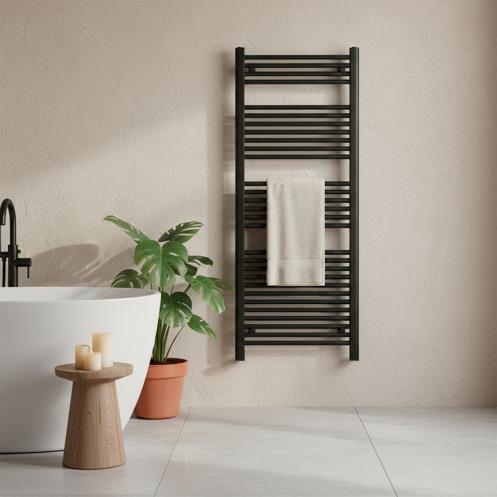 Egyenes törölközőszárító radiátor 1400x600 mm fekete Másodlagos kép