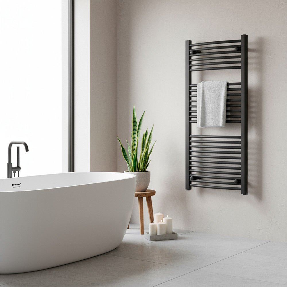 Radiator curbat pentru uscător de prosoape 1200x600 mm negru Imagine secundară a produsului
