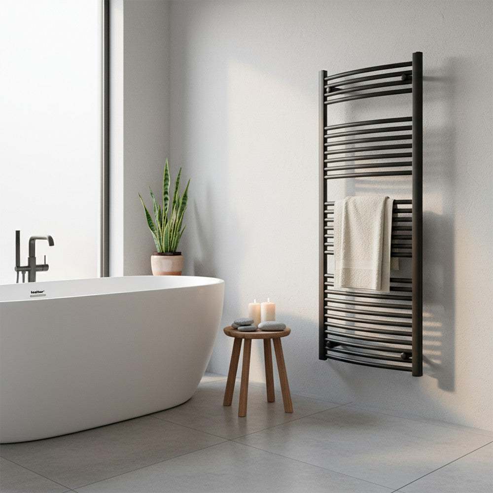 Radiator curbat pentru uscător de prosoape 1400x600 mm negru Imagine secundară a produsului