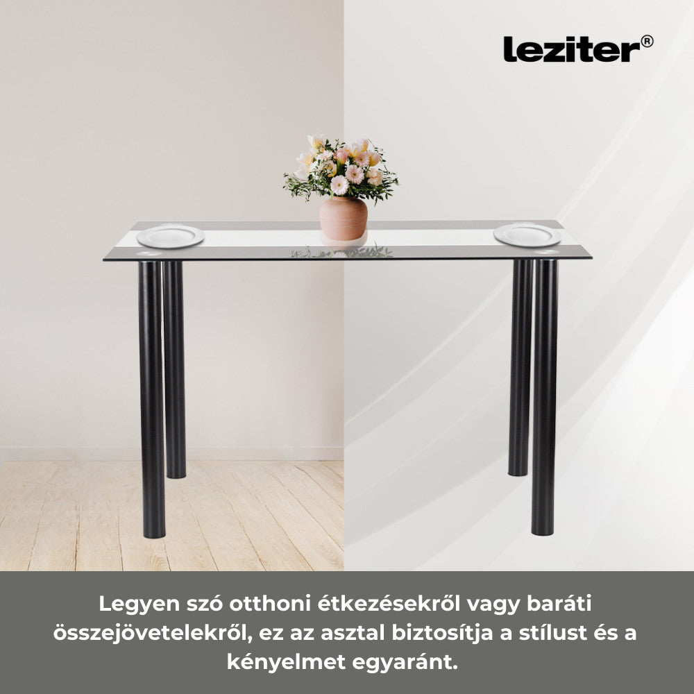 Riona 140 cm szögletes üveg étkezőasztal