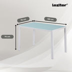 Ezra 120 cm szögletes üveg étkezőasztal