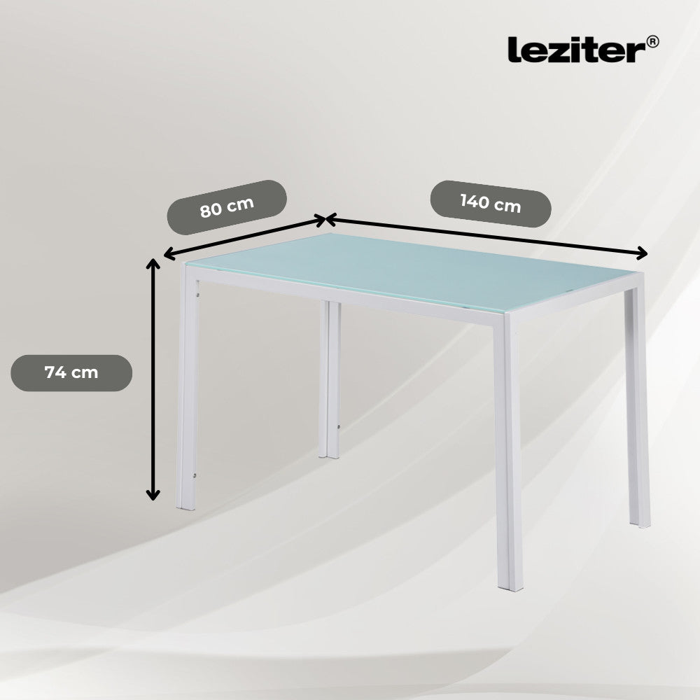 Ezra 140 cm szögletes üveg étkezőasztal