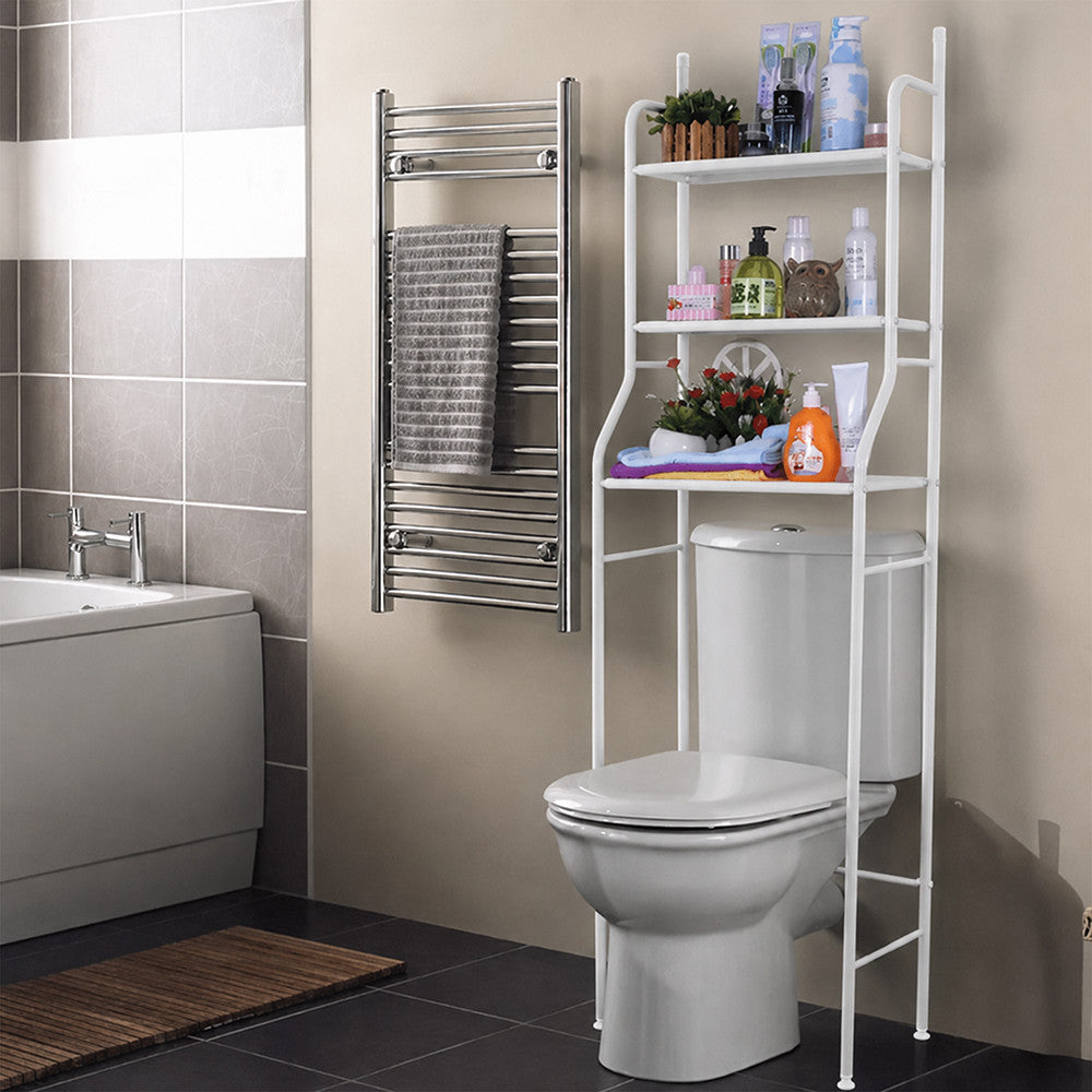 Fürdőszobai polc wc fölé, többszintes, fehér Másodlagos kép