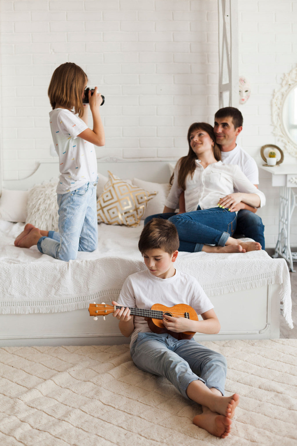 Fa Ukulele Gitár Gyerekeknek, 4 Nylon húr barna