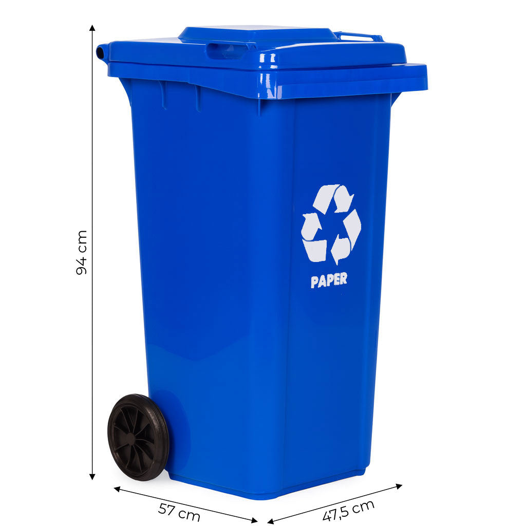 Hulladéktároló 120 l kék, gumikerekekkel