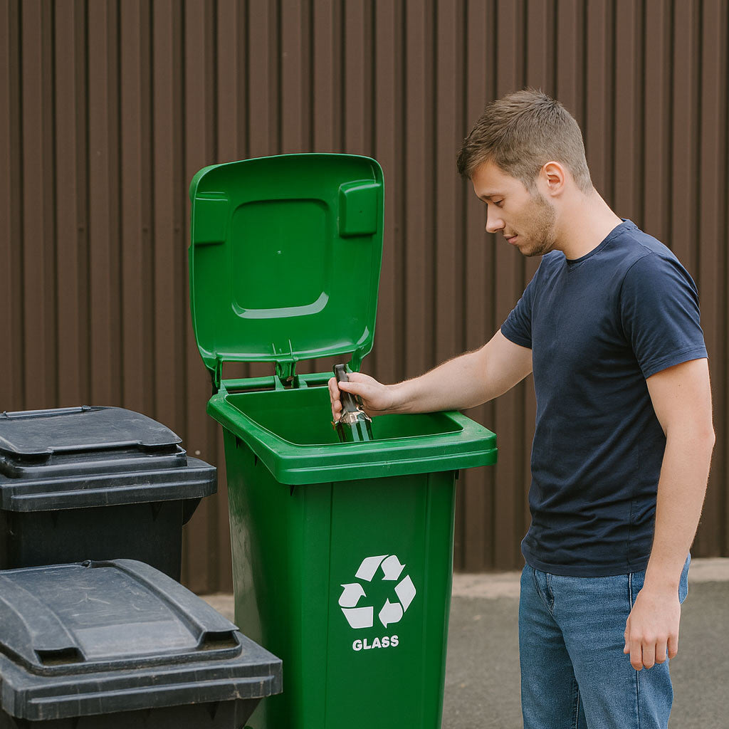 Hulladéktároló 120 l zöld, gumikerekekkel