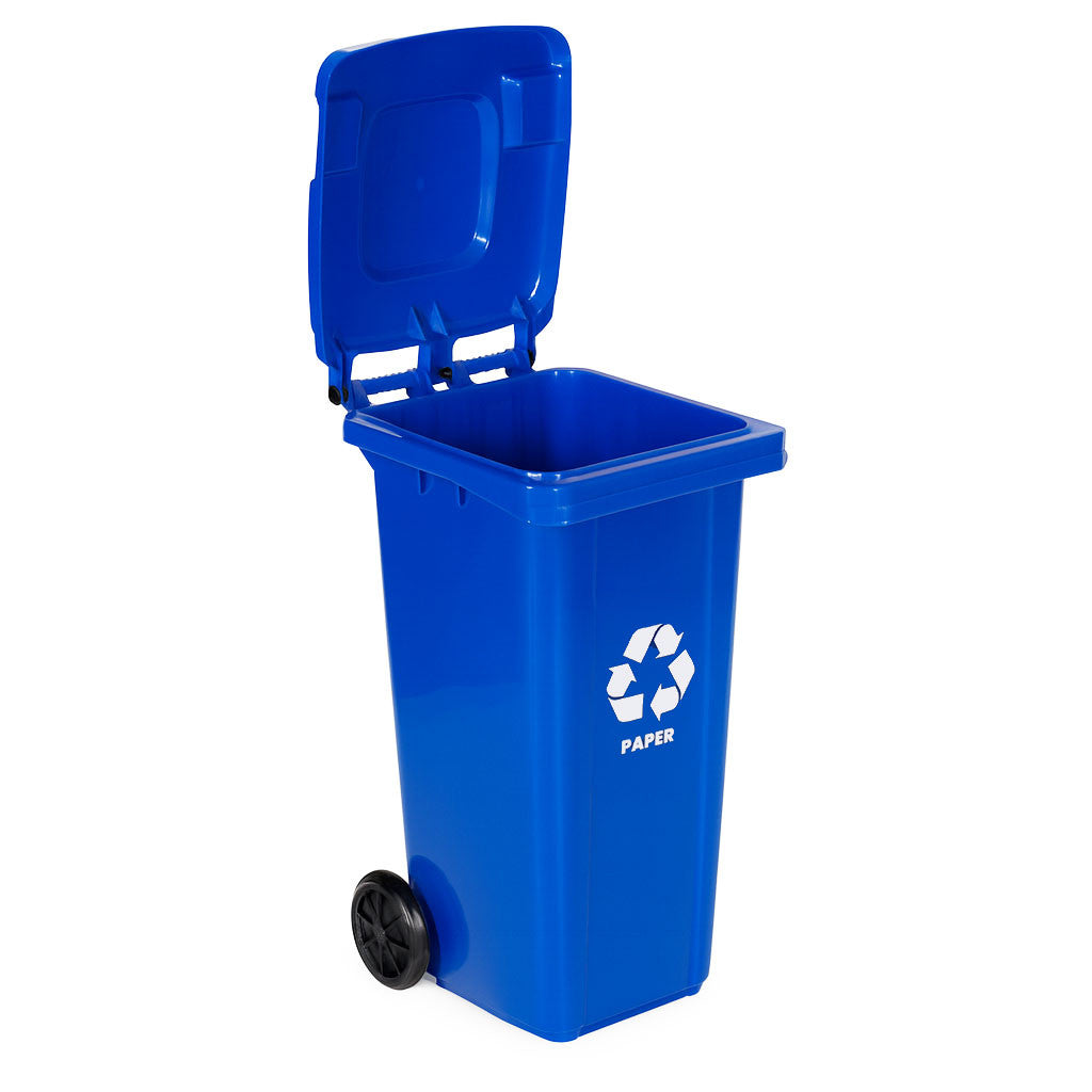 Hulladéktároló készlet 5x120L-es kék, zöld, sárga, fekete, barna, gumikerekekkel