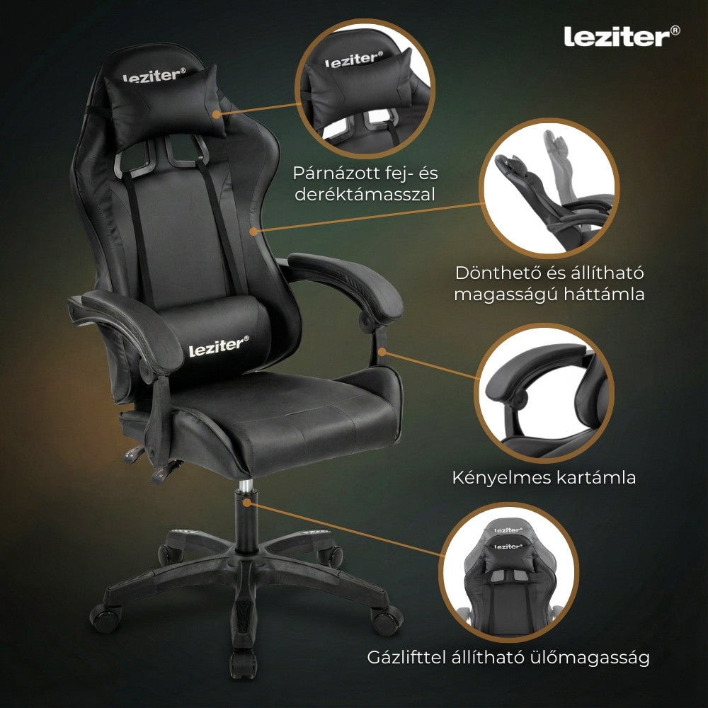 Raven gamer irodai forgószék fekete
