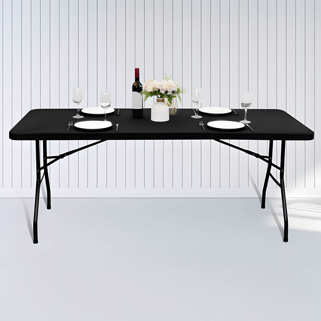 Catering asztal 180 cm, bőrönddé összecsukható, fekete