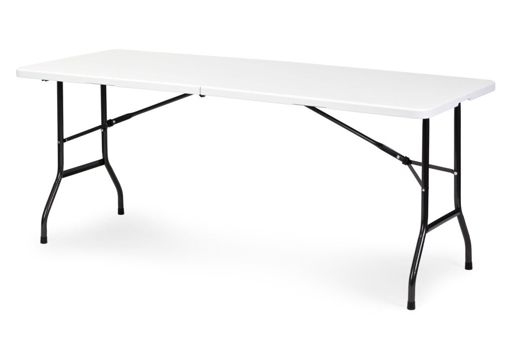Catering asztal 180 cm, bőrönddé összecsukható, fehér