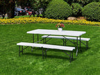 Catering asztal 180 cm, bőrönddé összecsukható, fehér