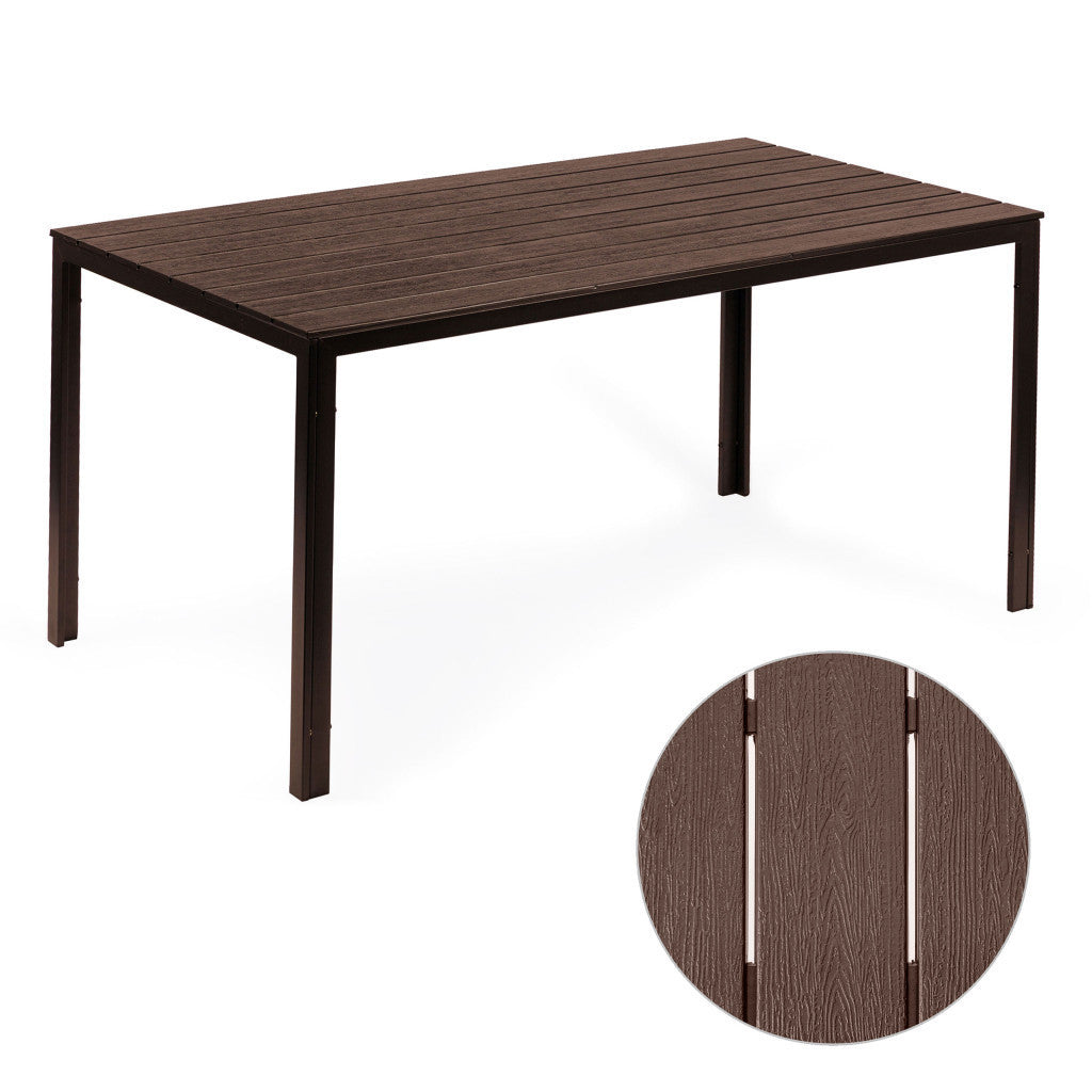 6 személyes kerti asztal 156x78 cm, Polywood teraszbútor, barna Fő kép