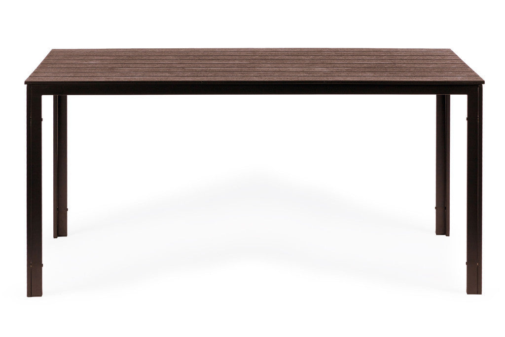 6 személyes kerti asztal 156x78 cm, Polywood teraszbútor, barna