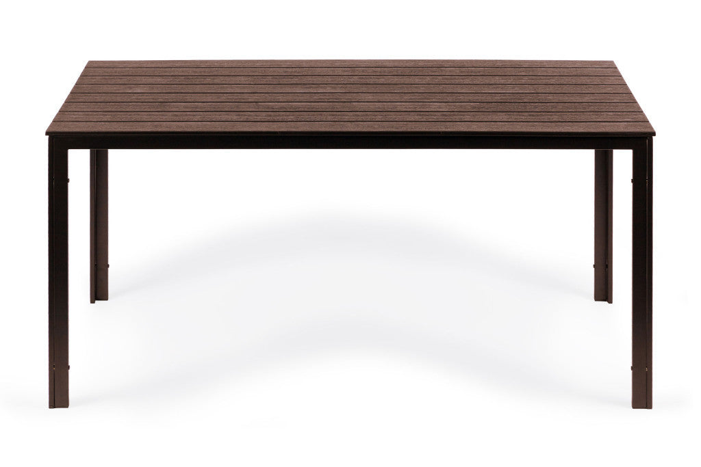 6 személyes kerti asztal 156x78 cm, Polywood teraszbútor, barna