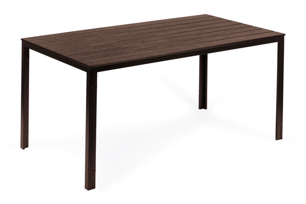 6 személyes kerti asztal 156x78 cm, Polywood teraszbútor, barna