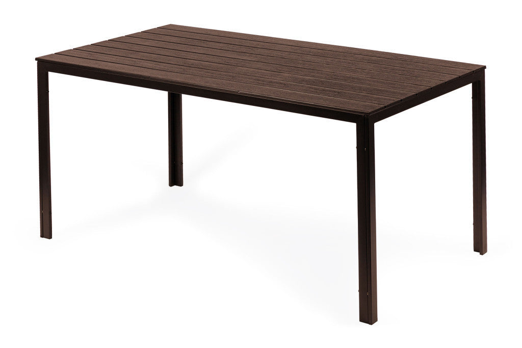 6 személyes kerti asztal 156x78 cm, Polywood teraszbútor, barna